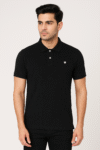 Men’s Black Solid Polo T‑Shirt