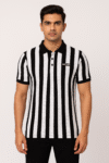 Men’s Black & White Vertical Striped Polo T-Shirt