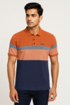 Rust & Navy Colorblock Polo T-Shirt