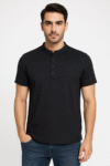 Men’s Black Mandarin Collar Henley T-Shirt
