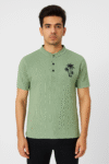 Men’s Olive Green Textured Polo T-Shirt