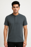 Men’s Dark Grey Textured Polo T-Shirt