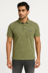 Men’s Olive Green Textured Polo T-Shirt