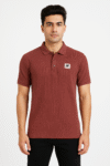 Maroon Polo T-Shirt with Ribbed Texture and Chest Patch