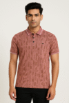 Men’s Dusty Rose Patterned Polo T‑Shirt with Contrast Tipped