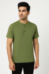 Men’s Olive Green Henley Neck T-Shirt