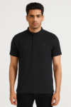 Men’s Black Mandarin‑Collar Henley