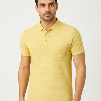 Men’s Yellow Textured Polo T-Shirt