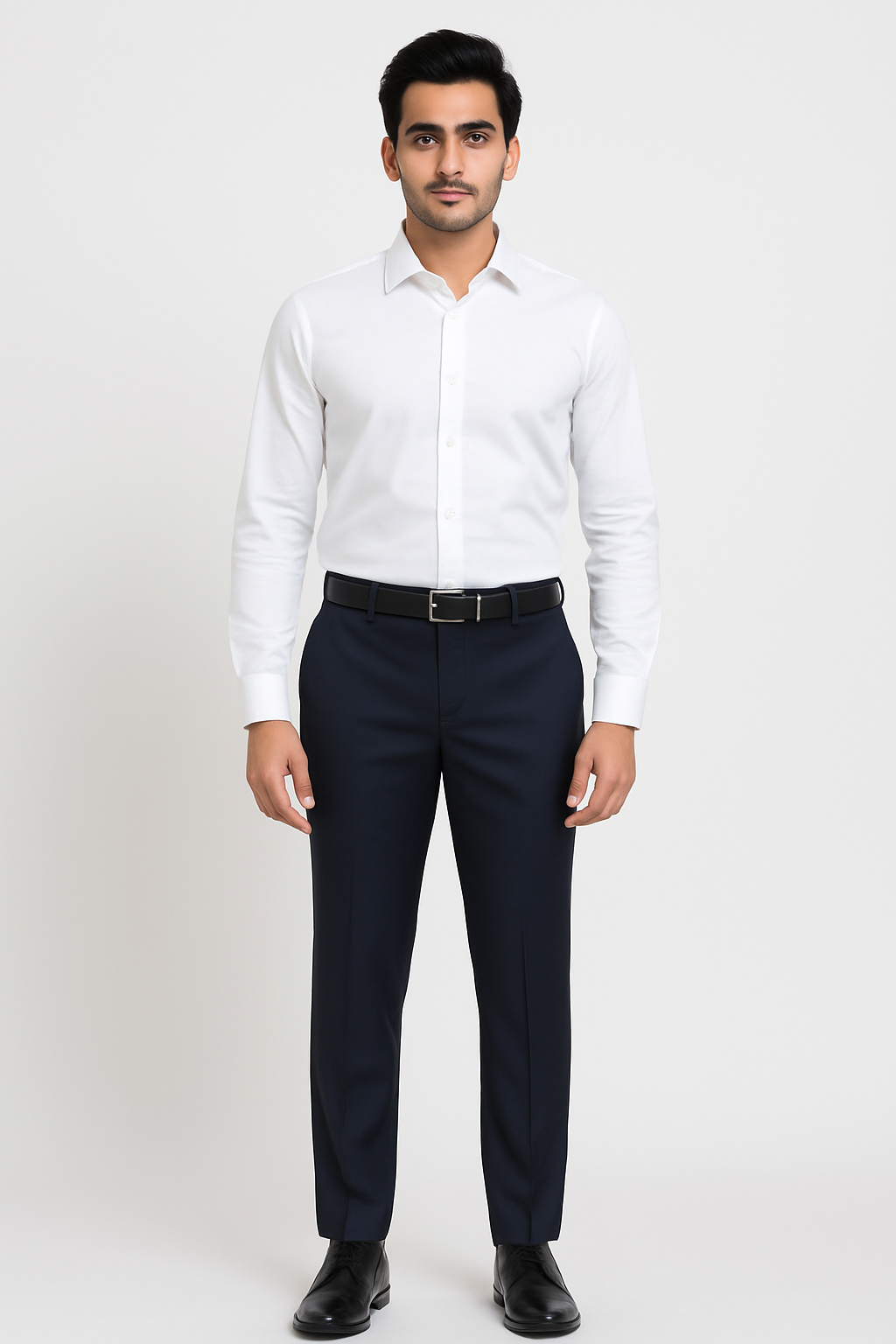 Men’s Slim-Fit Navy Blue Formal Trousers