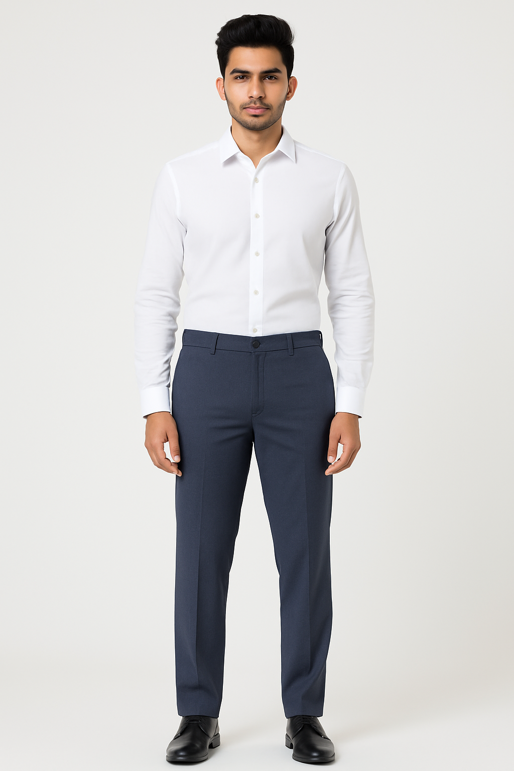 Men’s Navy Blue Slim-Fit Formal Trousers