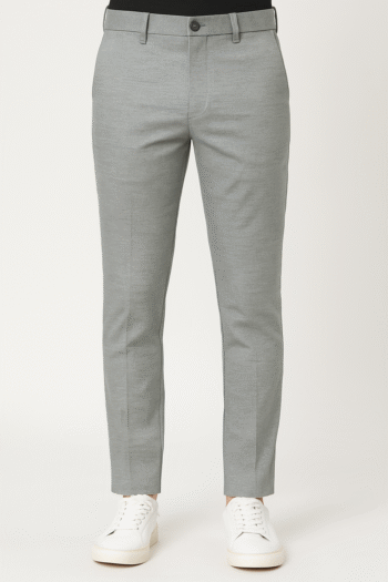 Men’s Light Grey Slim-Fit Formal Trousers