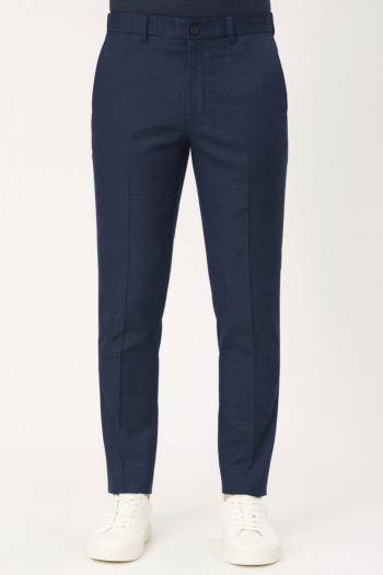 Men’s Navy Blue Slim-Fit Formal Trousers