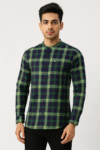 Didot Youth Navy-Green Check Casual Shirt