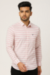 Men’s Pink & White Striped Casual Shirt