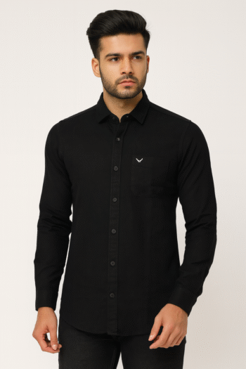 Men’s Black Solid Casual Shirt