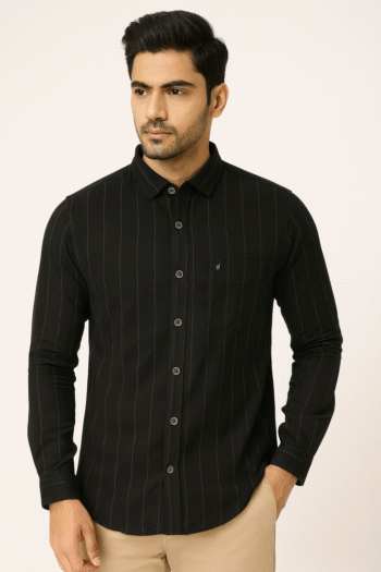 Men’s Black Striped Full Sleeve Shirt