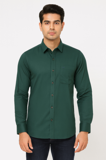 Men’s Solid Dark Green Slim Fit Shirt