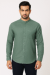Men’s Solid Green Mandarin Collar Shirt