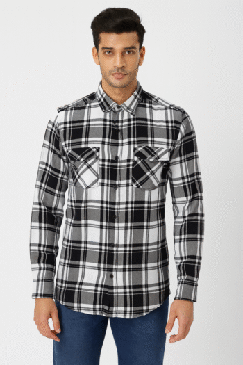 Men’s Black & White Checked Casual Shirt