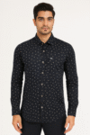 Men’s Black Printed Casual Shirt with Chest Pocket