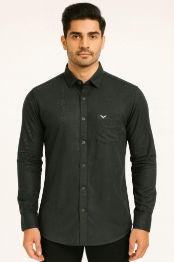 Men’s Solid Black Full Sleeve Shirt