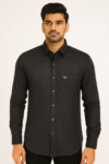 Men’s Black Subtle Pattern Slim Fit Shirt