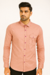 Men’s Rose Pink Casual Shirt with Contrast Buttons