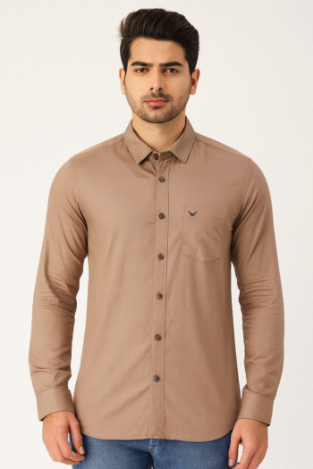 Men’s Classic Brown Slim Fit Casual Shirt