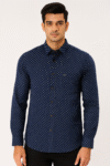 Men’s Navy Blue Printed Casual Shirt