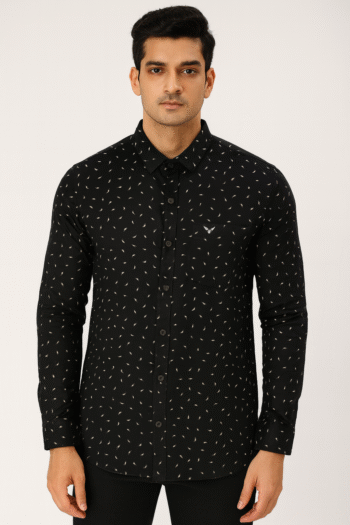 Men’s Black Printed Casual Shirt