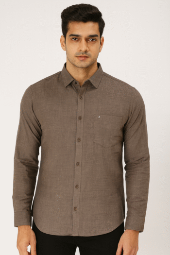 Men’s Solid Brown Casual Shirt