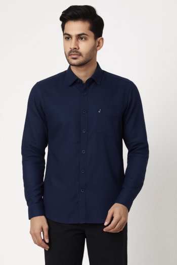 Men’s Solid Navy Blue Casual Shirt