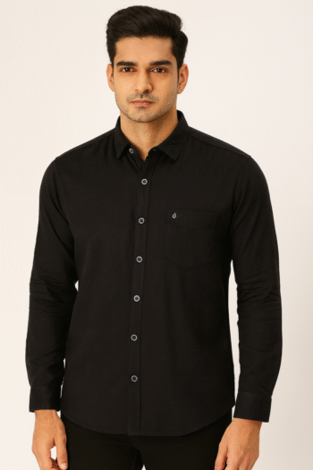 Men’s Solid Black Casual Shirt
