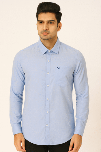Men’s Solid Light Blue Casual Shirt