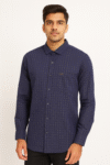 Men’s Navy Blue Checked Shirt
