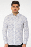 Men’s White & Blue Printed Casual Shirt