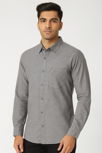 Men’s Grey Solid Shirt
