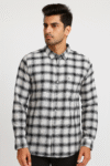 Men’s Casual Slim Fit Checkered Shirt – White & Black