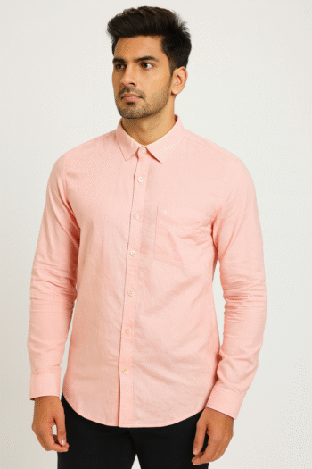 Men’s Solid Light Pink Slim Fit Shirt
