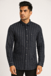 Men’s Navy Blue Slim Fit Striped Casual Shirt