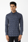 Men’s Navy Blue Printed Casual Shirt