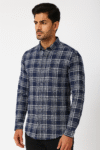 Men’s Navy Blue Checked Casual Shirt