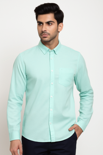 Men’s Mint Green Solid Casual Shirt