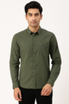 Men’s Olive Green Solid Casual Shirt