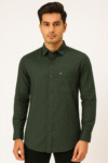 Men’s Dark Green Solid Casual Shirt