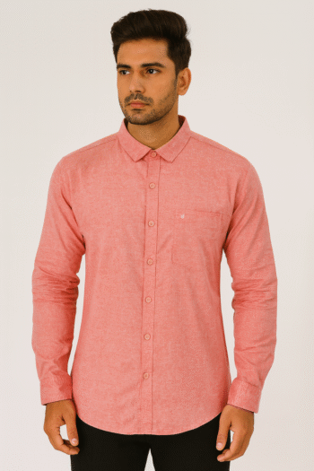 Men’s Solid Red Slim Fit Casual Shirt