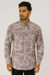 Men’s Brown Abstract Print Casual Shirt