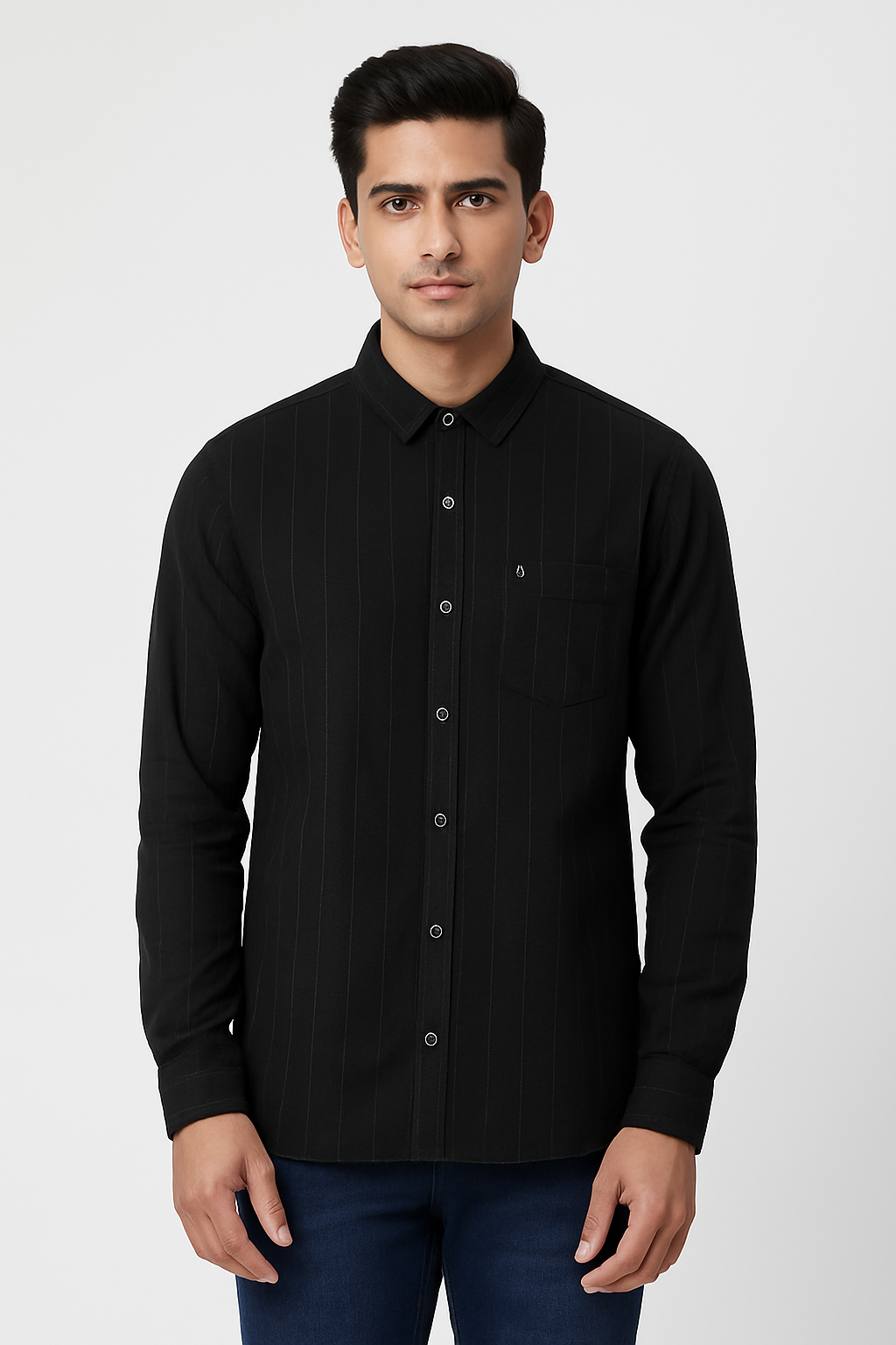 Men’s Black Pinstripe Casual Shirt