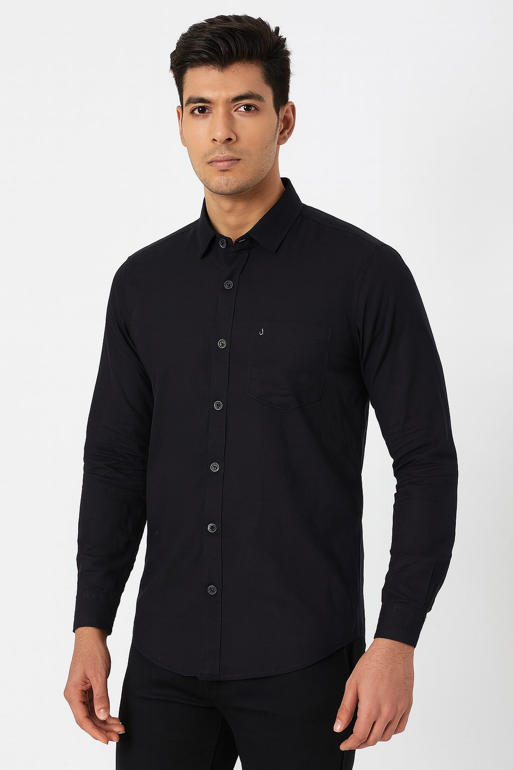 Men’s Classic Black Solid Slim Fit Shirt
