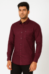 Maroon Slim Fit Casual Cotton Shirt for Men